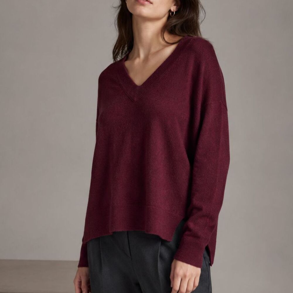Madewell Cashmere Ex-Boyfriend Sweater S Heather Pinot Quiet Luxury Cozy Soft